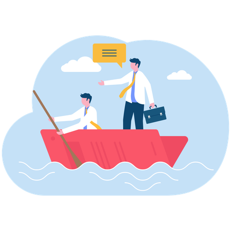 Employees together work for target achievement  Illustration