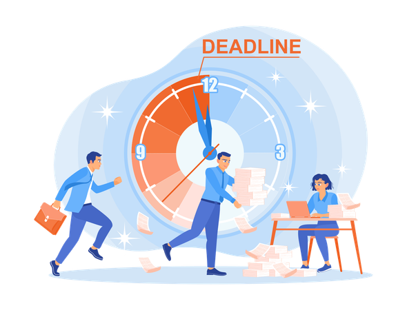 Employees try to complete work on time  Illustration