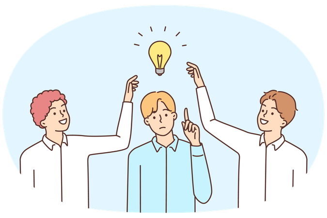 Employees try to steal colleague idea  Illustration