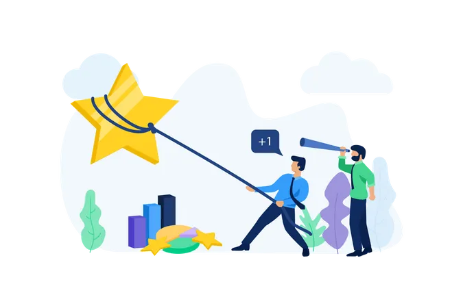 Employees trying to achieve startup target  Illustration