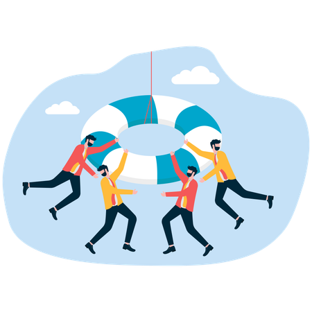 Employees trying to save their life  Illustration