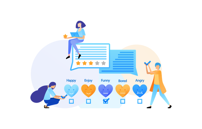 Employees viewing customer ratings  Illustration