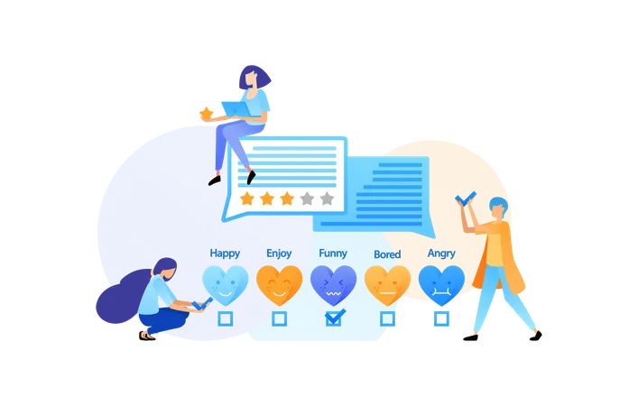 Employees viewing customer ratings  Illustration