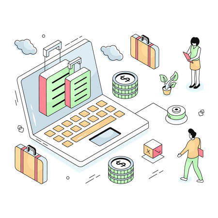 Employees viewing delivery schedule and stock analysis  Illustration