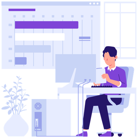Employees viewing market data  Illustration