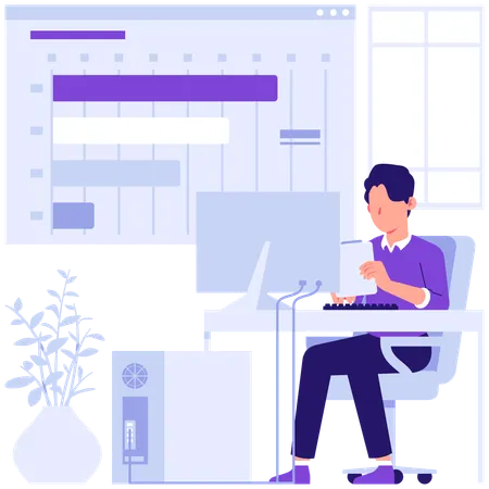 Employees viewing market data  Illustration