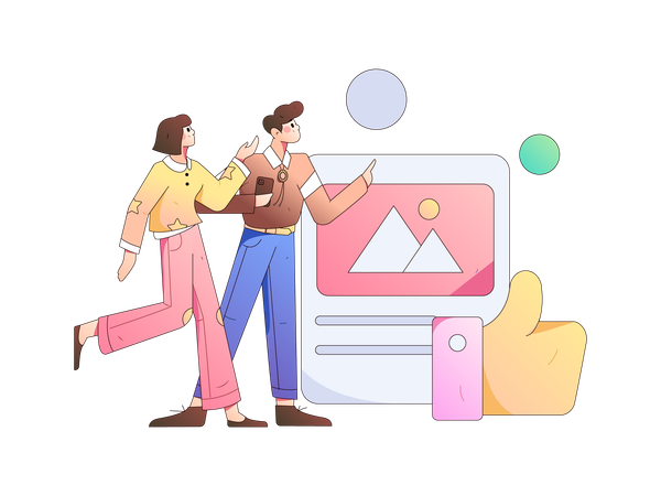 Employees views at social media platform  일러스트레이션