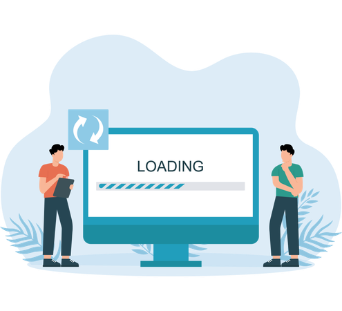 Employees wait for website to get loaded  Illustration