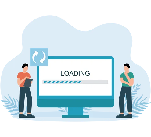 Employees wait for website to get loaded  Illustration