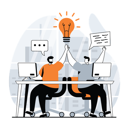 Employees with idea  Illustration