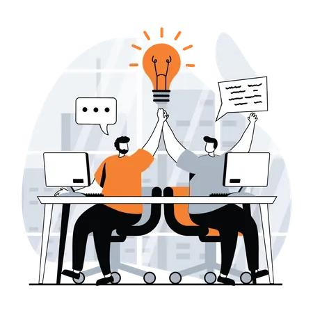 Employees with idea  Illustration