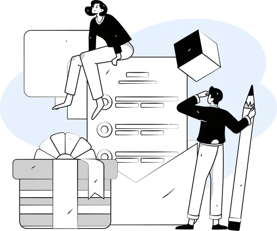 Employees work according to business list  Illustration