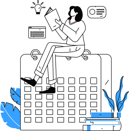 Employees work according to deadline calendar  Illustration