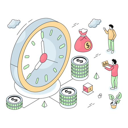 Employees work according to deadline schedule  Illustration