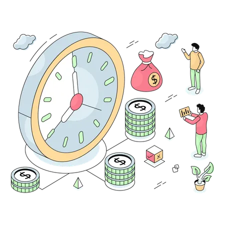 Employees work according to deadline schedule  Illustration