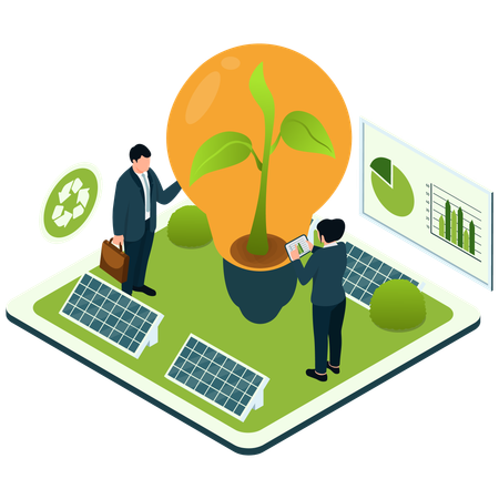 Employees work for Eco Innovation Strategy  Illustration