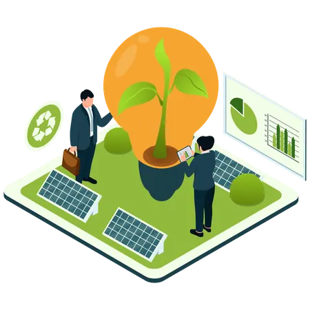 Employees work for Eco Innovation Strategy  Illustration