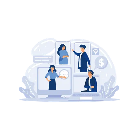Employees work from home Illustration