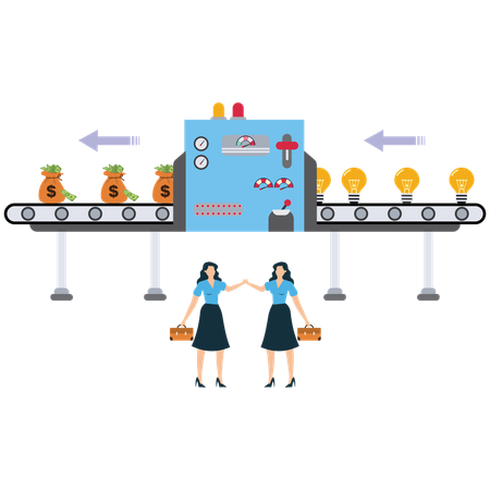 Employees work in Production line  Illustration