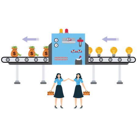 Employees work in Production line  Illustration