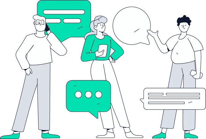 Employees work on online chats  Illustration