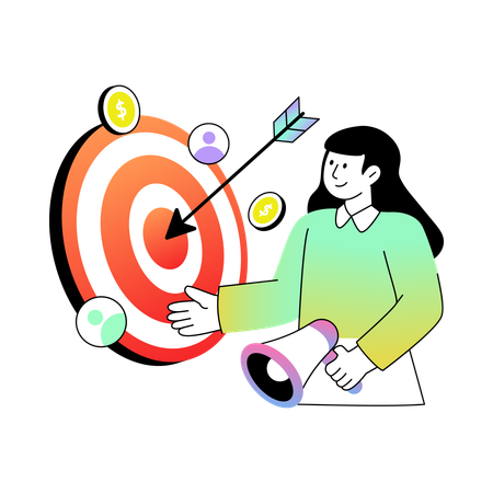 Employees work on Target Marketing  Illustration