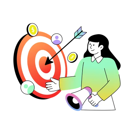 Employees work on Target Marketing  Illustration