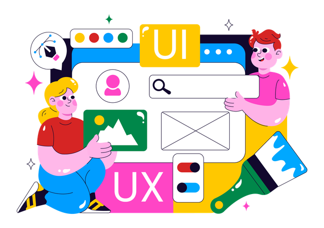 Employees work on Ui Ux Design  Illustration