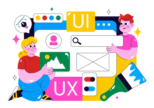 Employees work on Ui Ux Design  Illustration