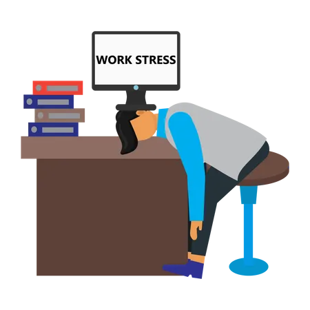Employees Work Stress Flat Illustration Vector Graphic Illustration