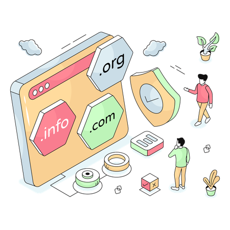 Employees work with Web Domains  Illustration