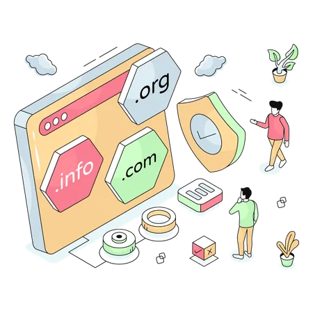 Employees work with Web Domains  Illustration