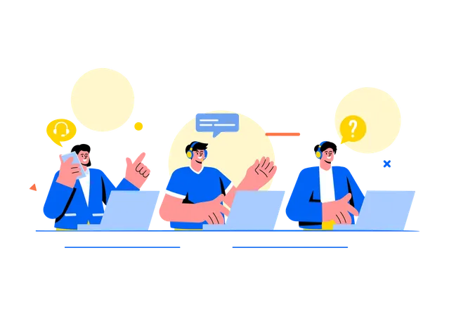 Employees working at call center  Illustration