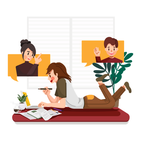 Employees working from home  Illustration