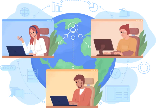 Employees working from home Illustration