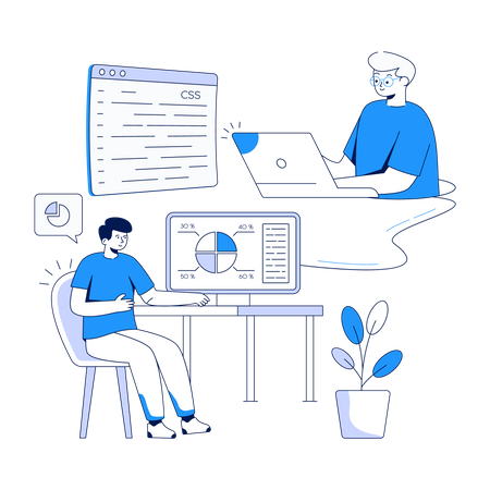 Employees working from home Illustration