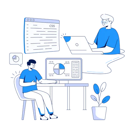 Employees working from home  Illustration