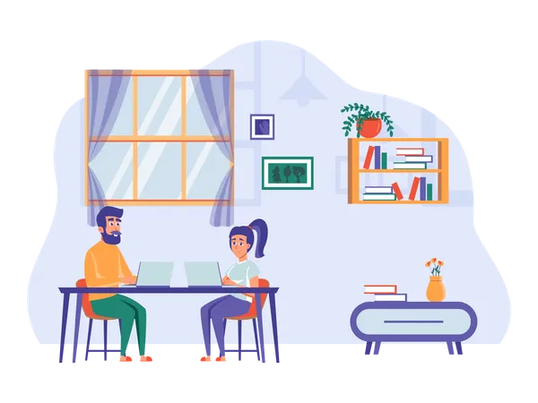 Employees working from home  Illustration