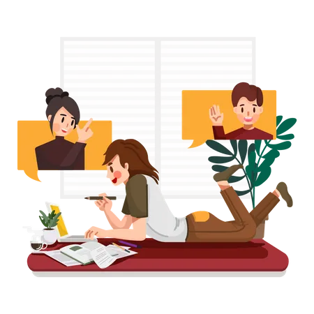 Employees working from home  Illustration