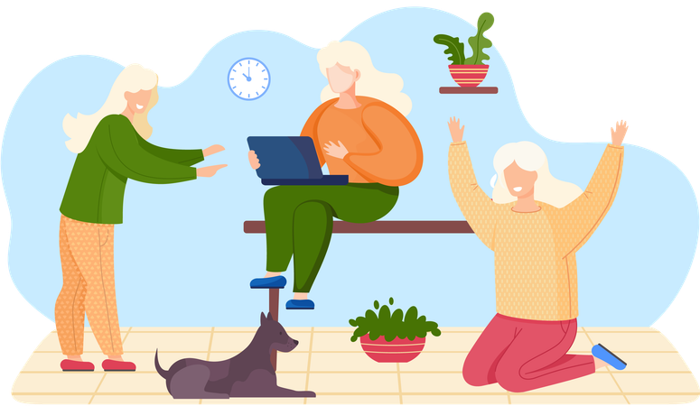 Employees Working from home  Illustration