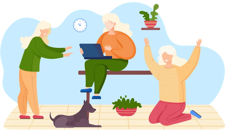 Employees Working from home  Illustration