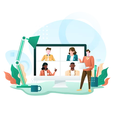 Employees Working From Home  Illustration