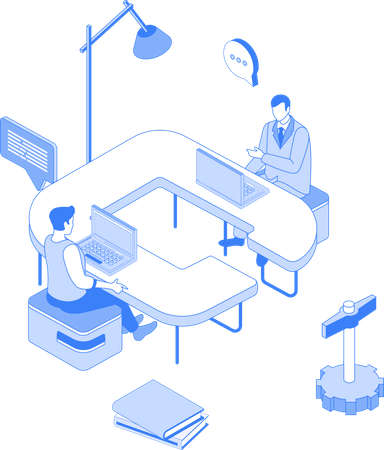 Employees working in coworking space  Illustration
