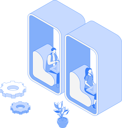 Employees working in coworking space  Illustration
