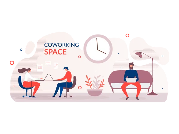 Employees working in modern office  Illustration