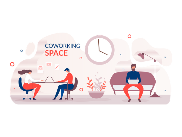 Employees working in modern office  Illustration