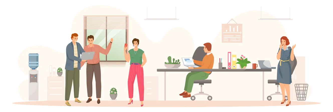 Employees working in office  Illustration