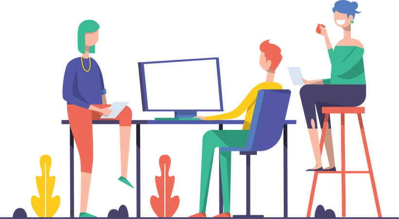 Employees working in office  Illustration