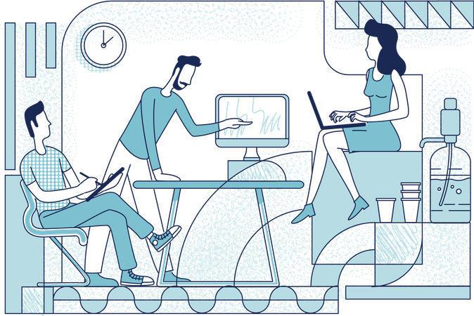 Employees working in office  Illustration