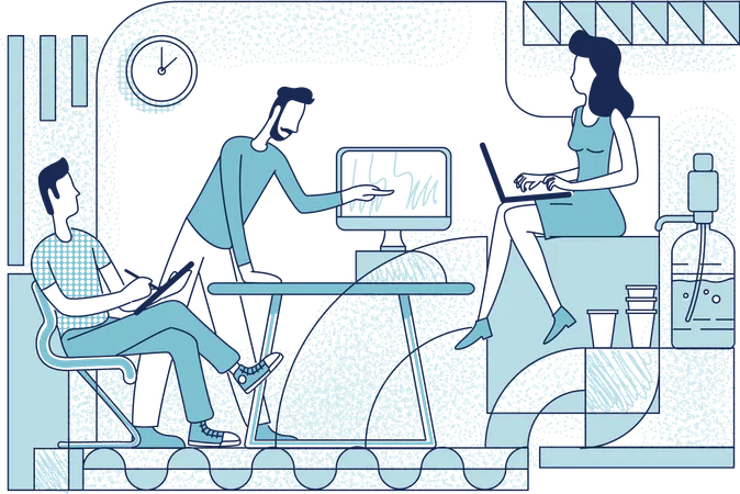 Employees working in office  Illustration